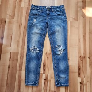 Free People Distressed Cotton Blend Skinny Straight Jeans Size 27 Waist